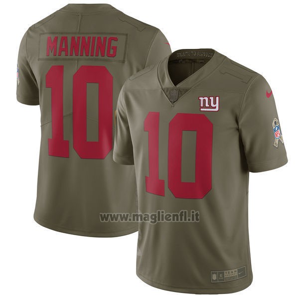 Maglia NFL Limited Bambino New York Giants 10 Manning 2017 Salute To Service Verde